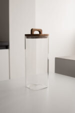 Банка квадратна 10х25 см HARDWOOD, кришка з ручкою