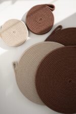 Бавовняний килимок під чашку YOW 12 см, льон (товщина 6.5 мм) - Зображення 2