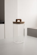 Банка квадратна 10х20 см HARDWOOD, кришка з ручкою