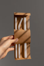 Набір скляних соломинок, 3 шт + щітка, білі