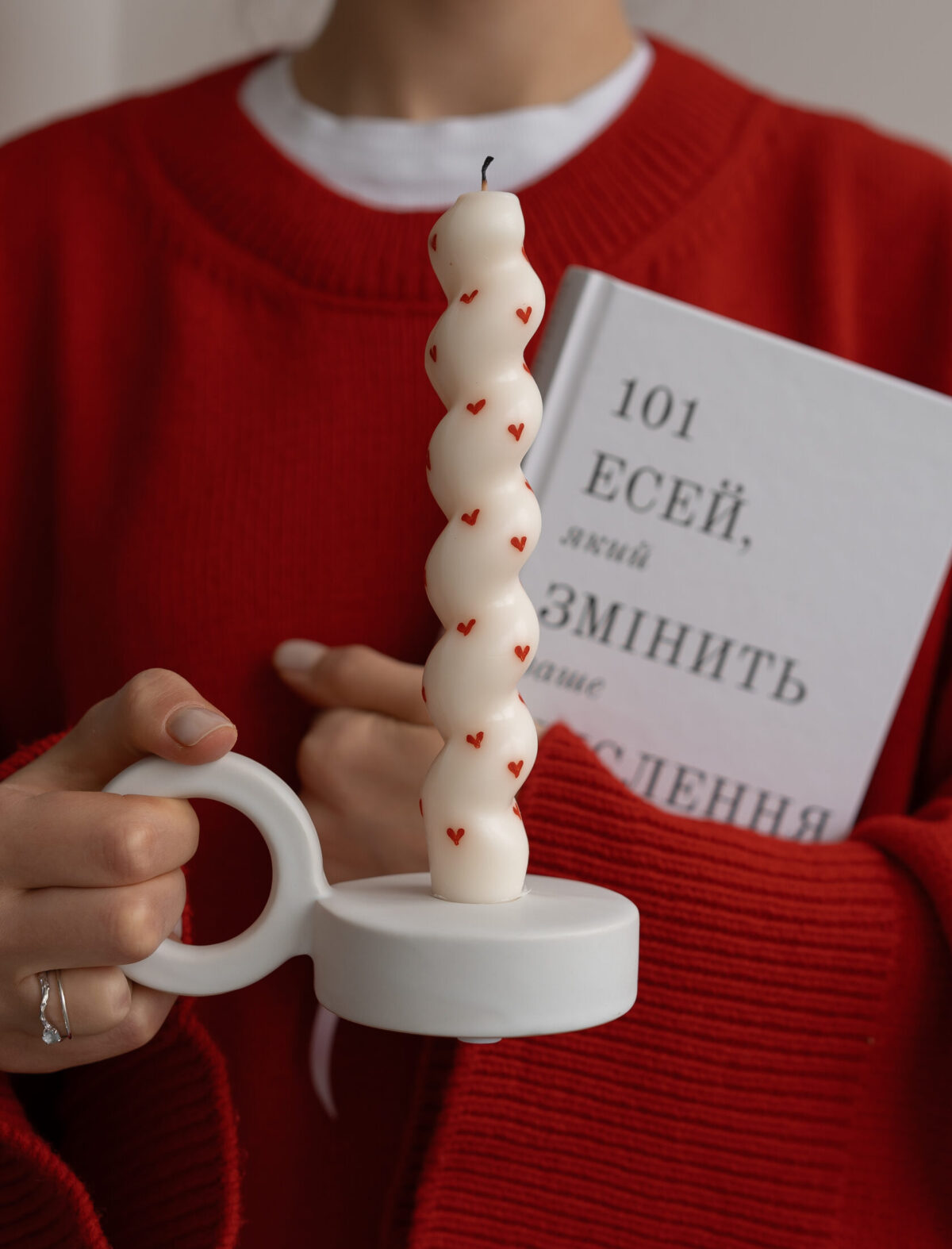 Підсвічник з ручкою, білий - Зображення 2