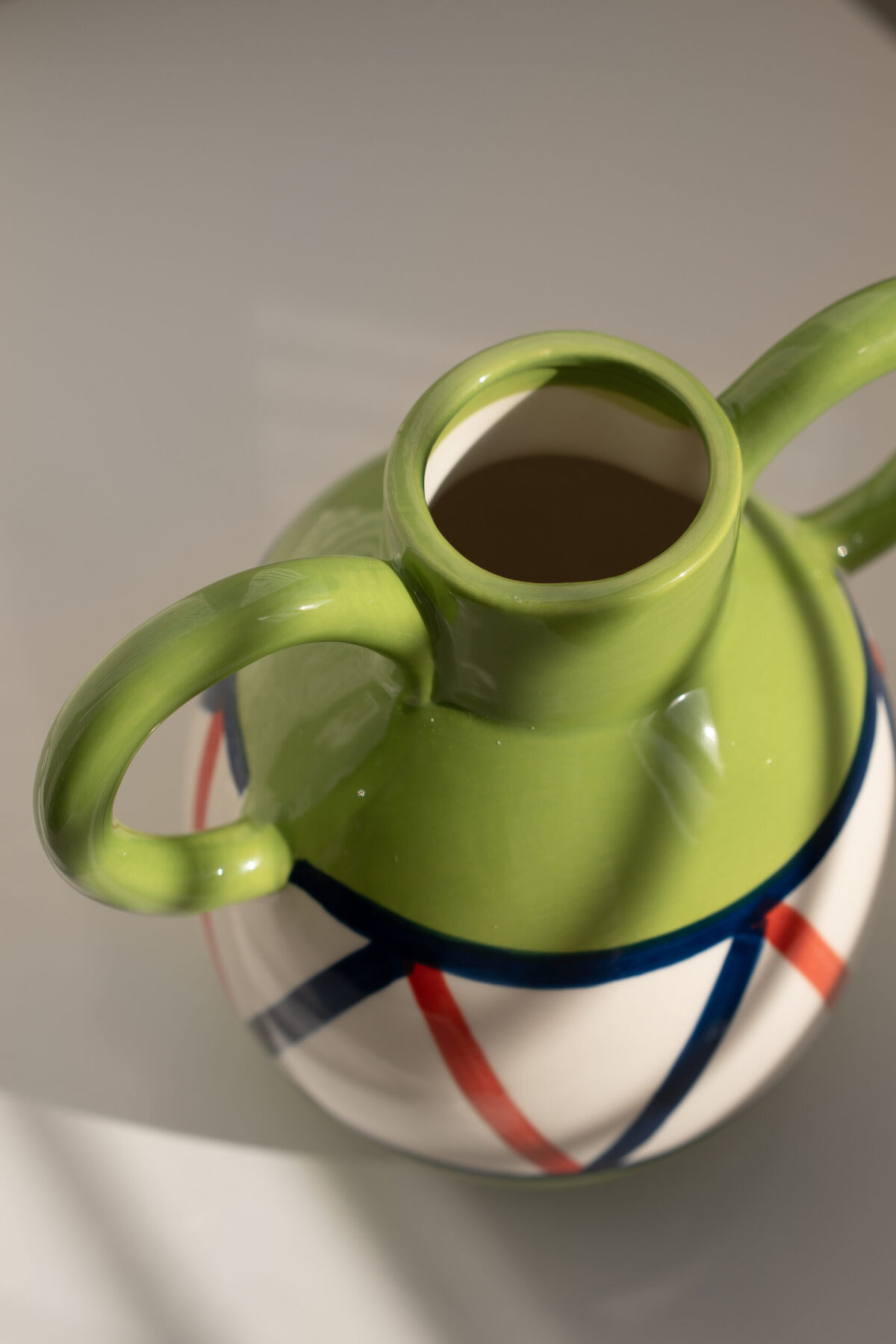 Ваза керамічна, зелена з ручками - Зображення 2