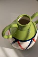 Ваза керамічна, зелена з ручками - Зображення 2