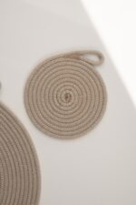 Бавовняний килимок під чашку YOW 12 см, льон (товщина 6.5 мм)