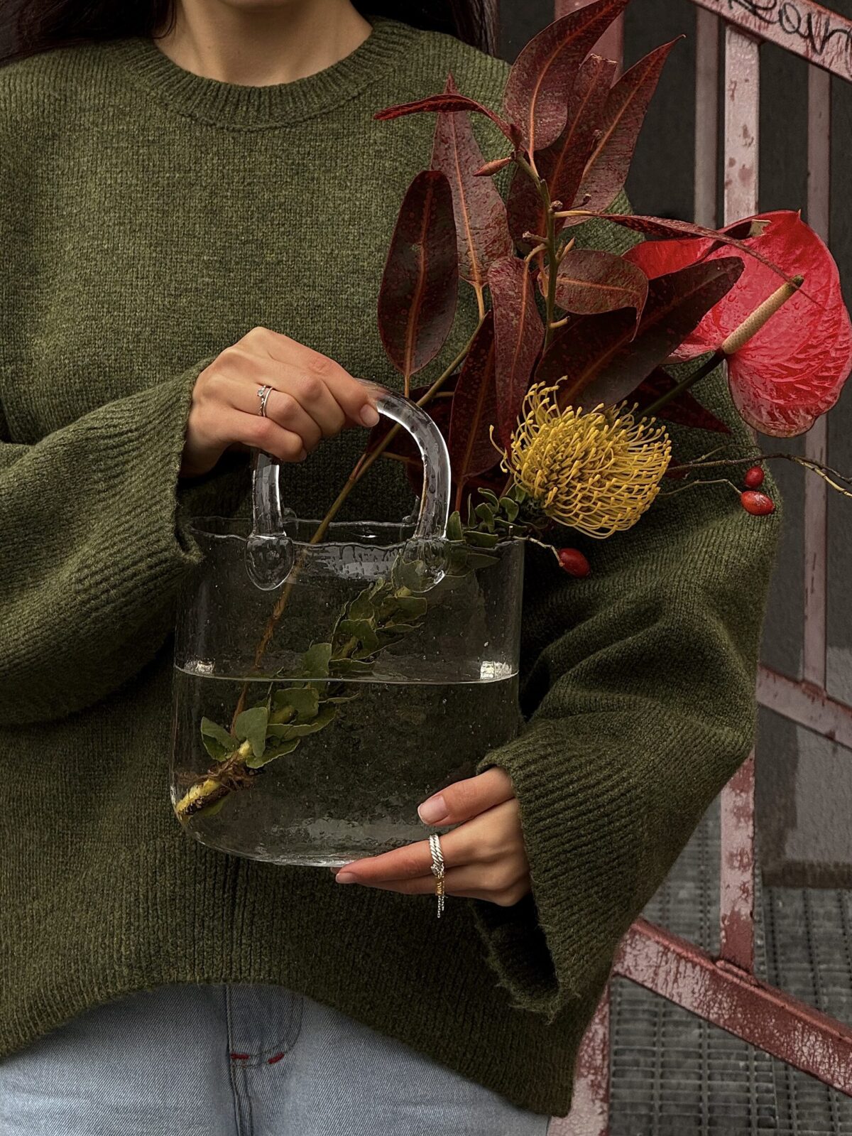 Ваза Сумка, скляна 27х20 см - Зображення 3