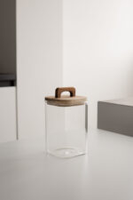 Банка квадратна 10х15 см HARDWOOD, кришка з ручкою