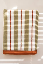 Рушник махровий смугастий (хакі з теракотовим кантом) 70х140 см - Зображення 2