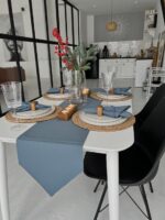 Доріжка на стіл 180 см, Пастельно-синій