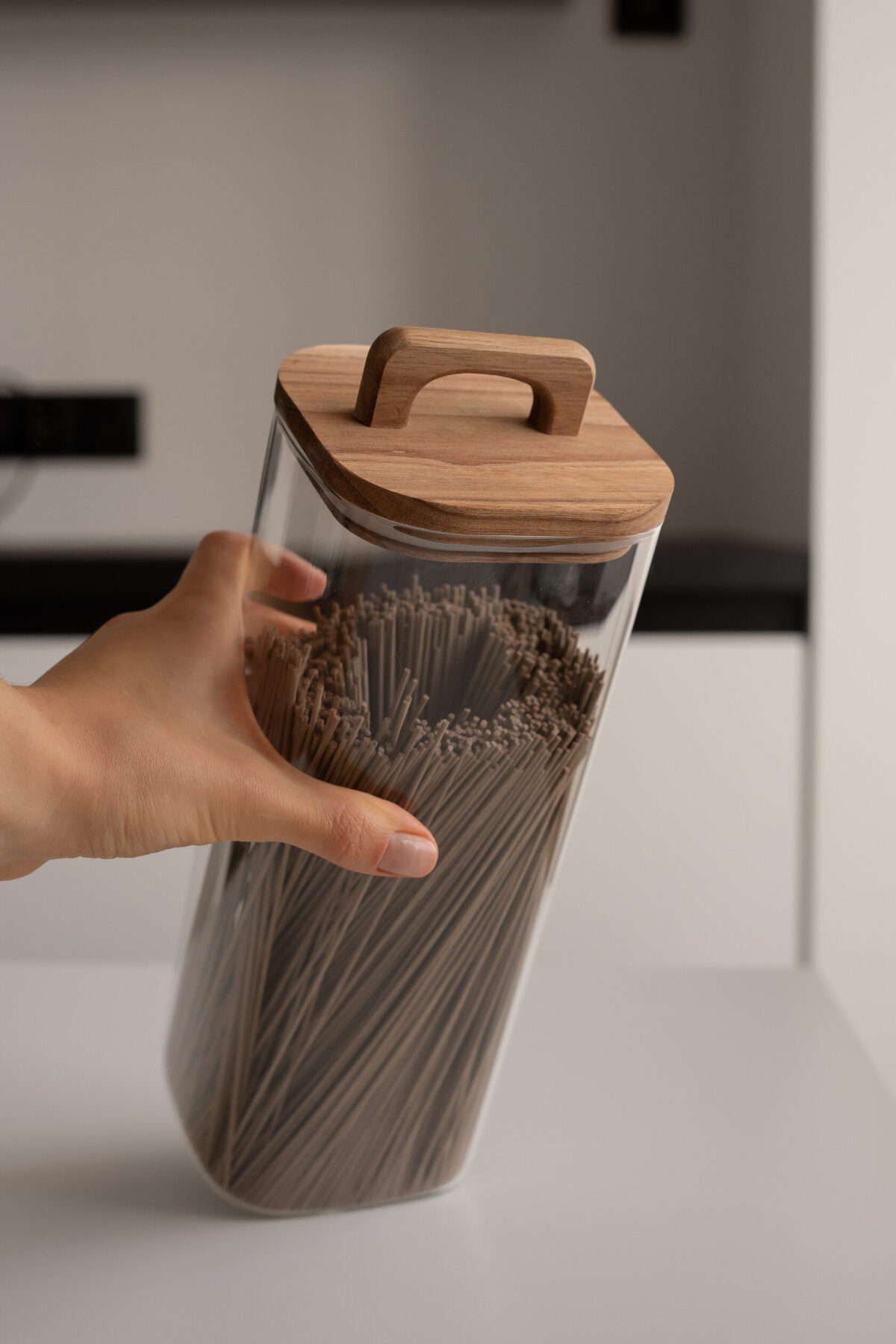 Банка квадратна 10х25 см HARDWOOD, кришка з ручкою - Зображення 3