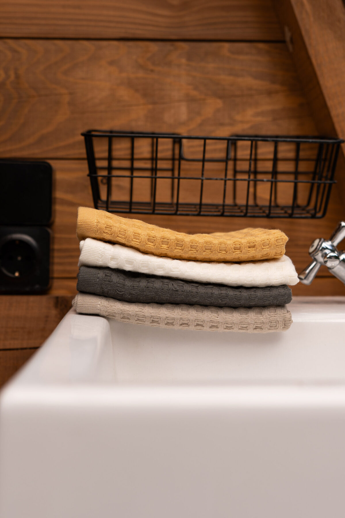 Рушник вафелька 35х35 см, молочний - Зображення 3