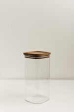 Банка квадратна WOOD, з темною кришкою, 10х20 см