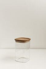 Банка квадратна WOOD, з темною кришкою, 10х15 см